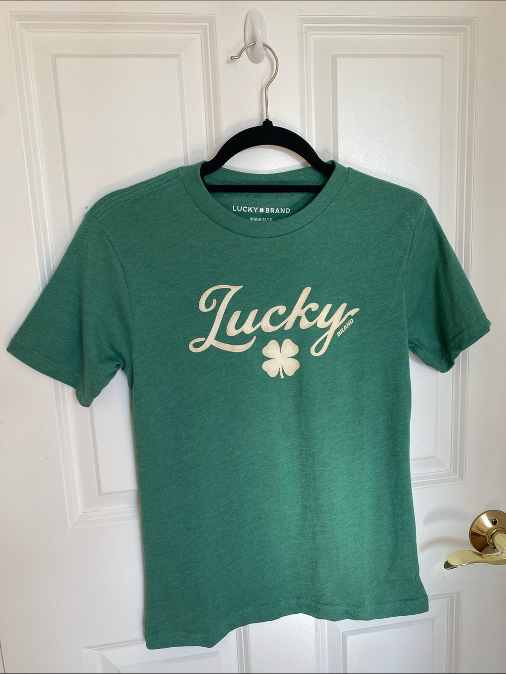 NWT Lucky Brand Kid’s Green ‘Lucky’ Graphic Tee with Shamrock Size M 10/12